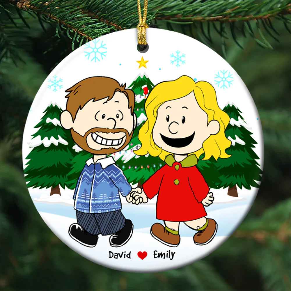 Personalized Ceramic Christmas Ornament for Couples Gift - Peanut Design