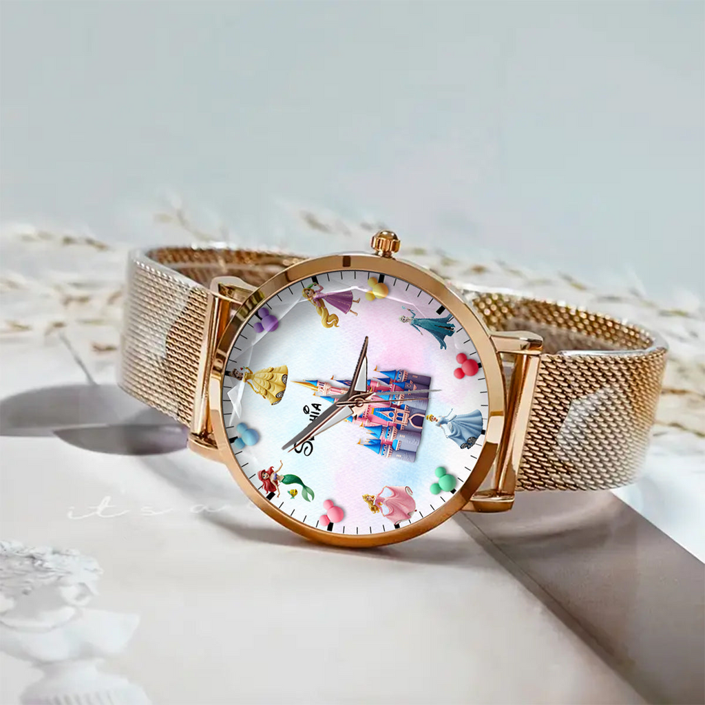 Personalized Princess Women's Hand Watch Custom Name Gift for Kids