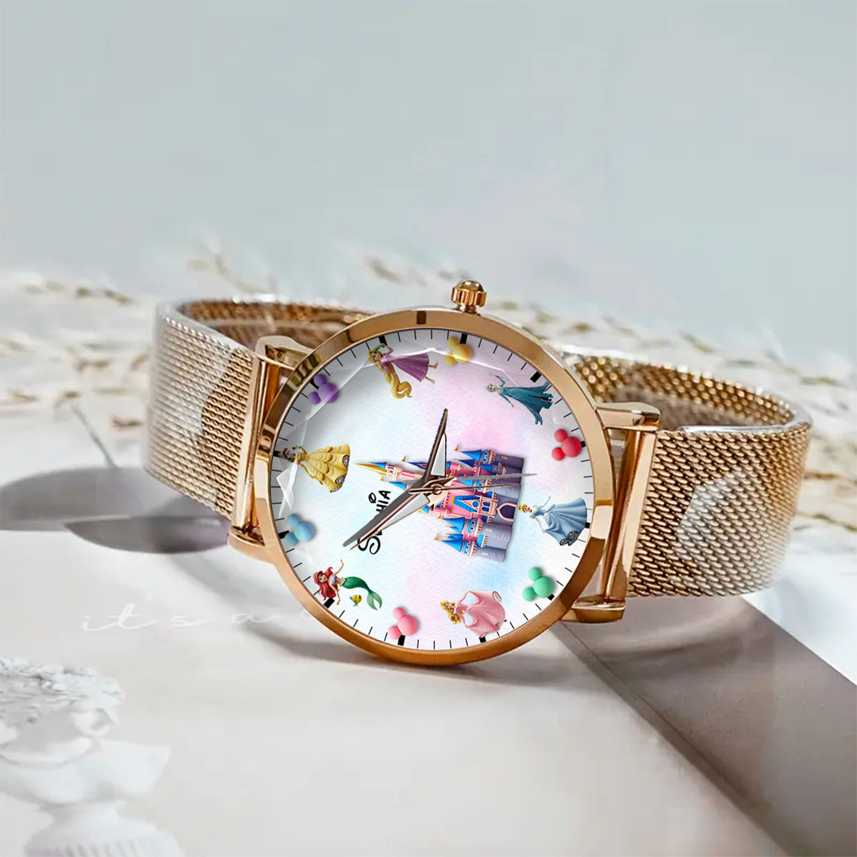 Personalized Princess Women's Hand Watch Custom Name Gift for Kids