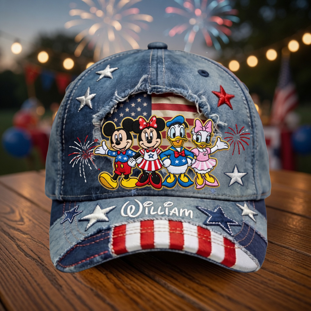 Personalized Classic Cap with Mickey & Friends - Unique Gift for Patriots