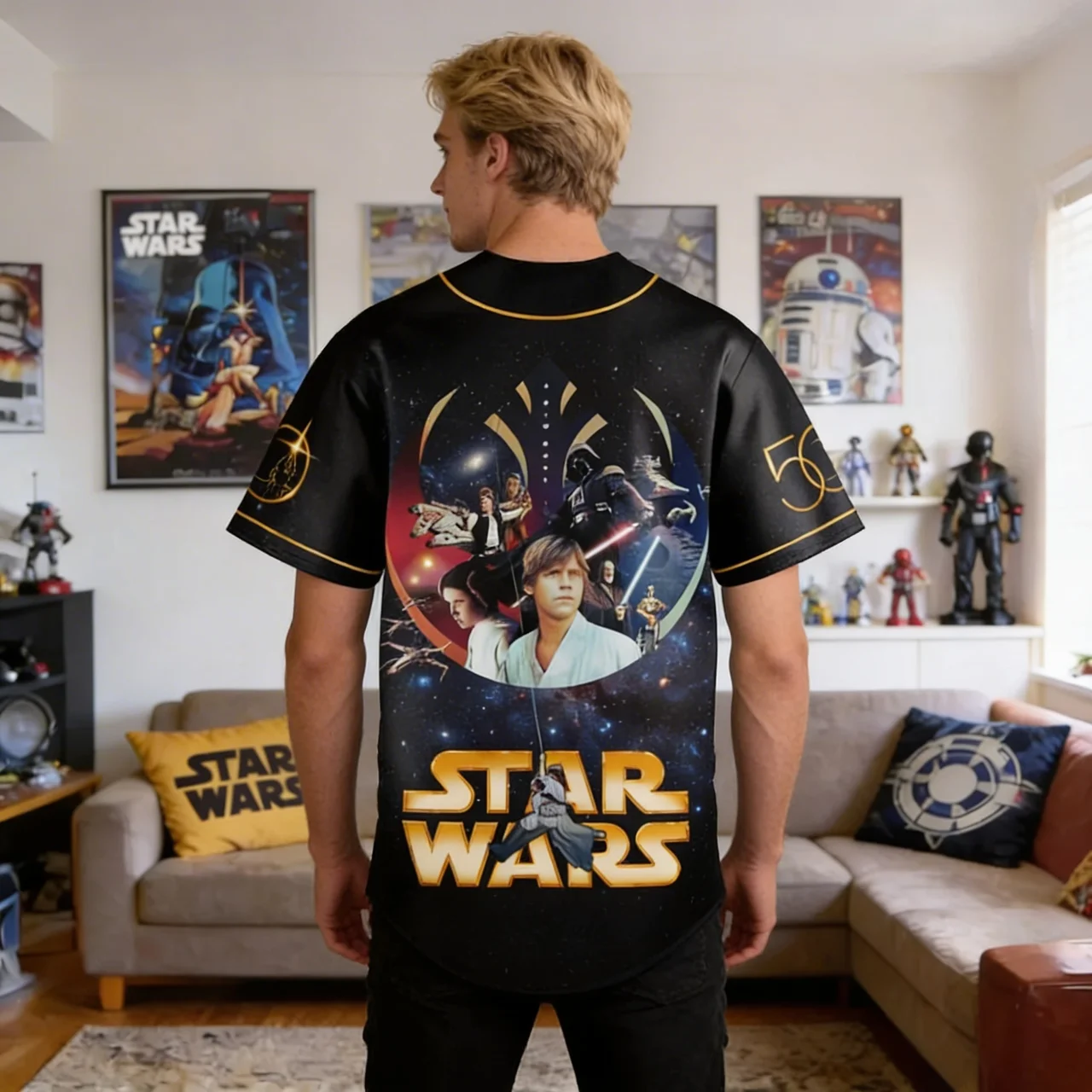 Personalized Star Wars 50th Anniversary Baseball Jersey Gift for Movie Fans