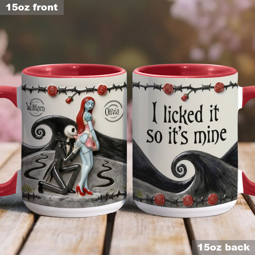 Personalized Accent Mug with I Licked It So It's Mine Design for Couples | Christmas Gift