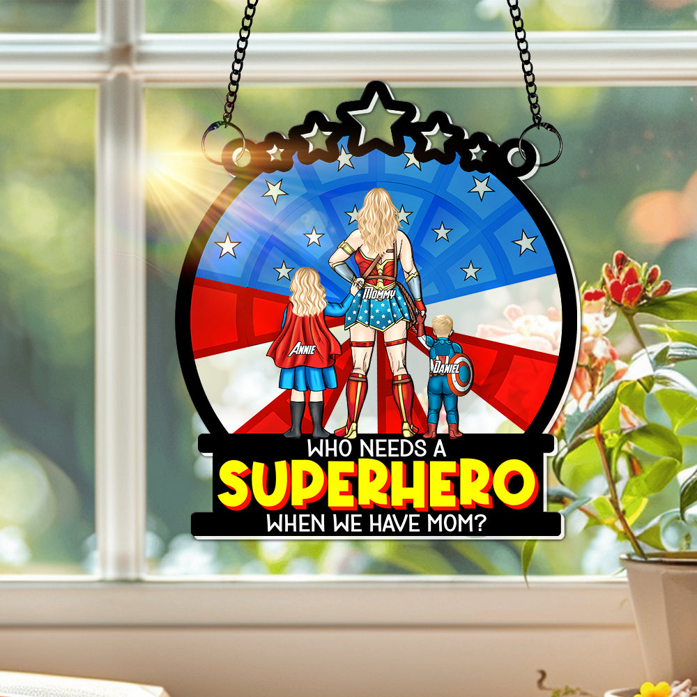Personalized Superhero Mom Window Hanging Suncatcher Gift