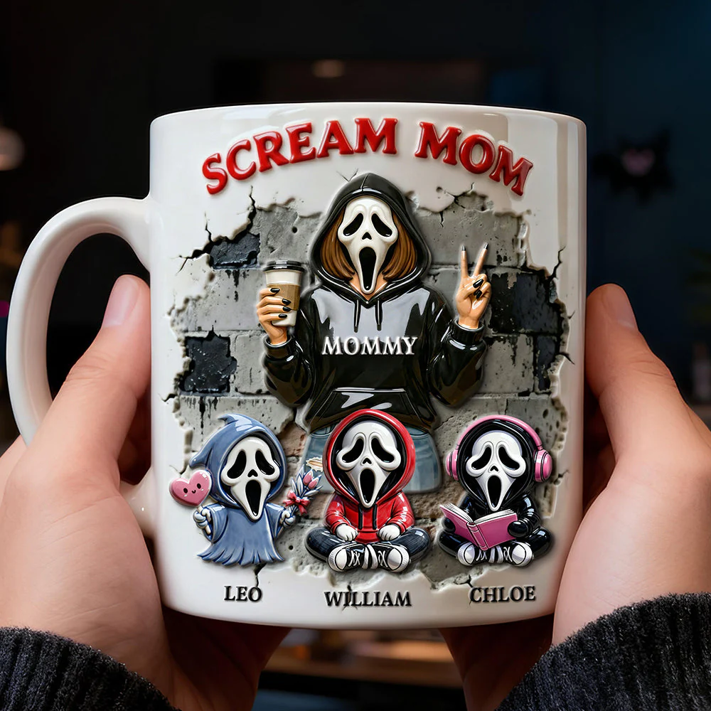 Personalized Scream Mom Coffee Mug Halloween Gift for Mom Mug GradoCreations