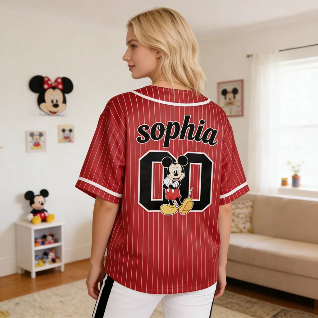 Personalized Mickey Mouse Baseball Jersey Custom Name Gift for Movie Fans