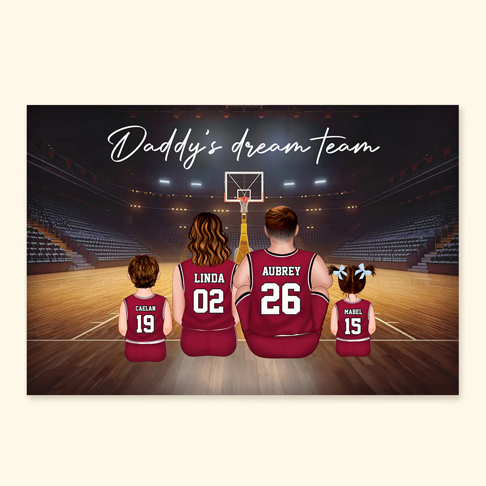 Personalized Basketball Family Canvas Poster Gift for Dad