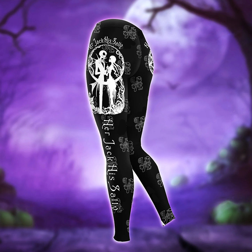 Personalized Spooky Couple Hoodie and Leggings Set for Halloween and Christmas