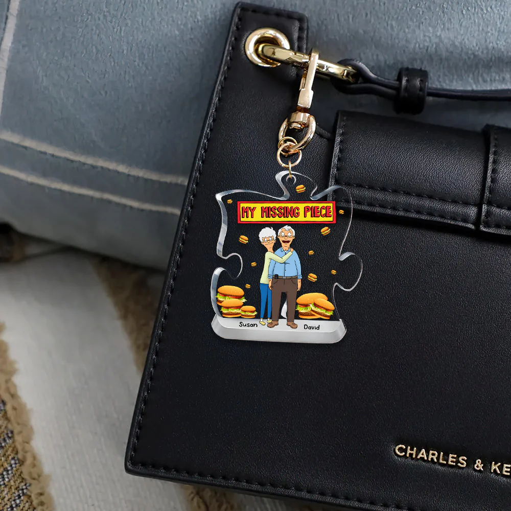 Personalized My Missing Piece Cartoon Keychain Gift for Couple, Anniversary