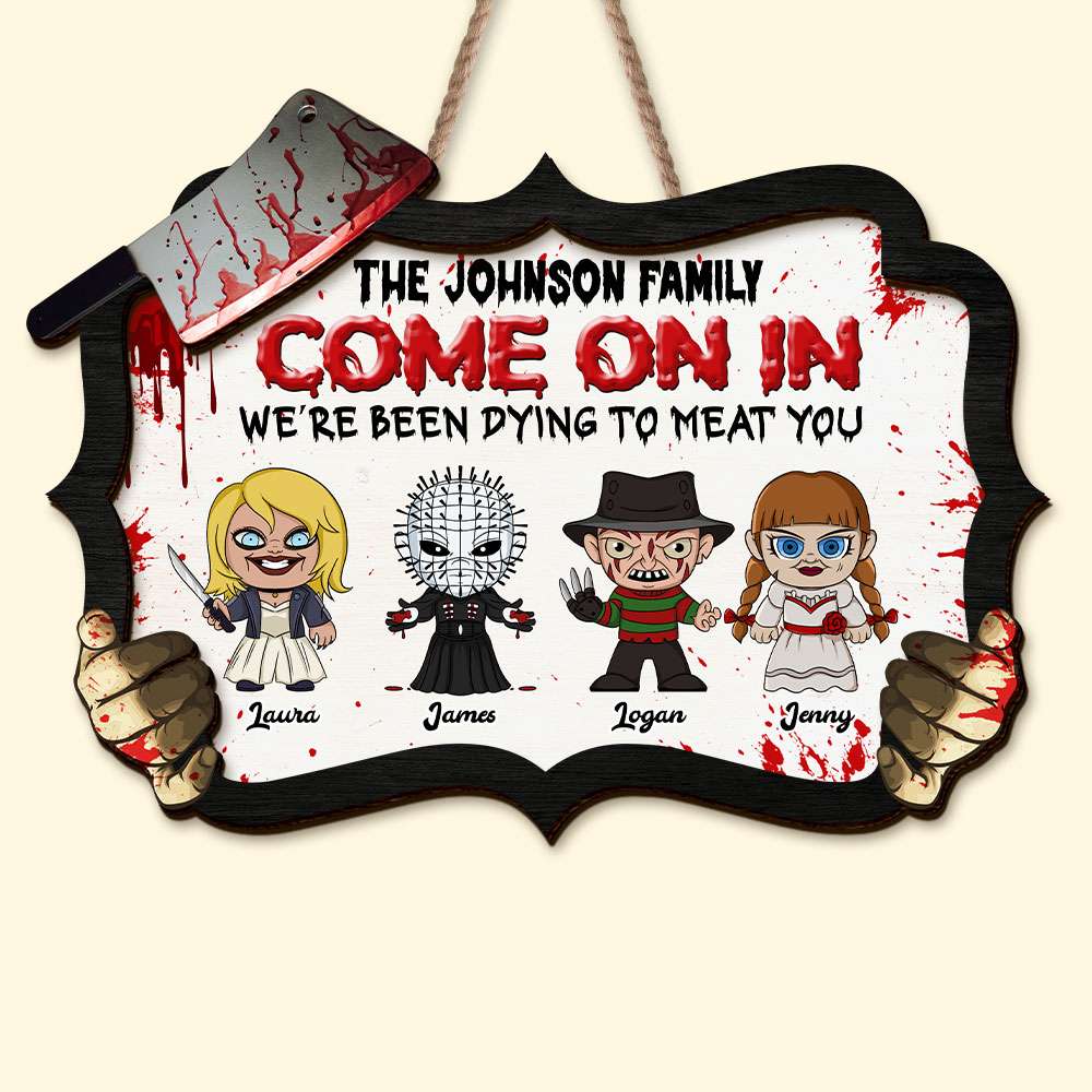 Personalized Horror Movie Family Wood Sign Custom Gift for Halloween