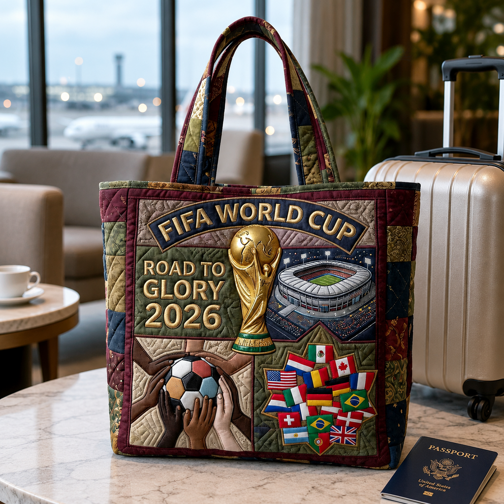 Personalized FIFA World Cup 2026 Quilted Tote Bag Gift for Soccer Fans