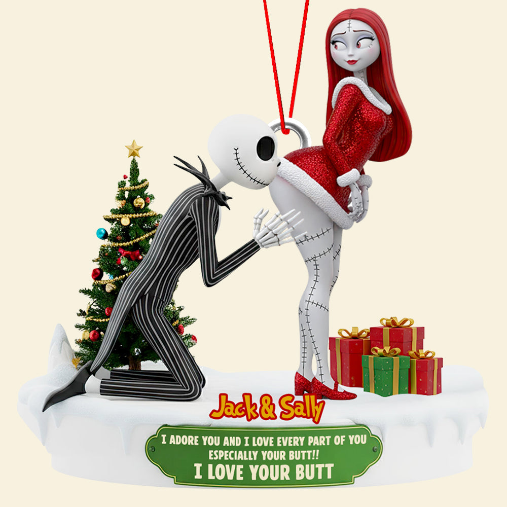 Personalized Naughty Skeleton Couple Christmas Ornament Gift