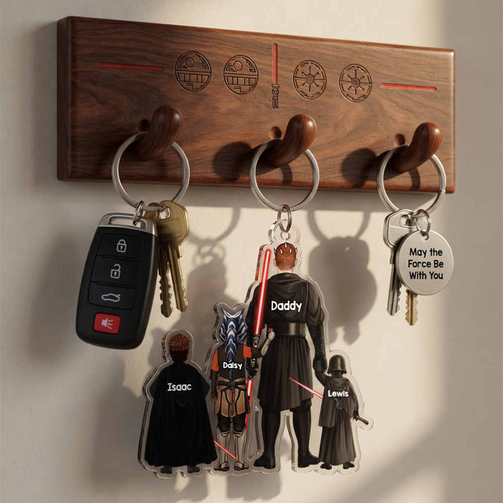 Personalized Space Warrior Acrylic Keychain Gift for Dad