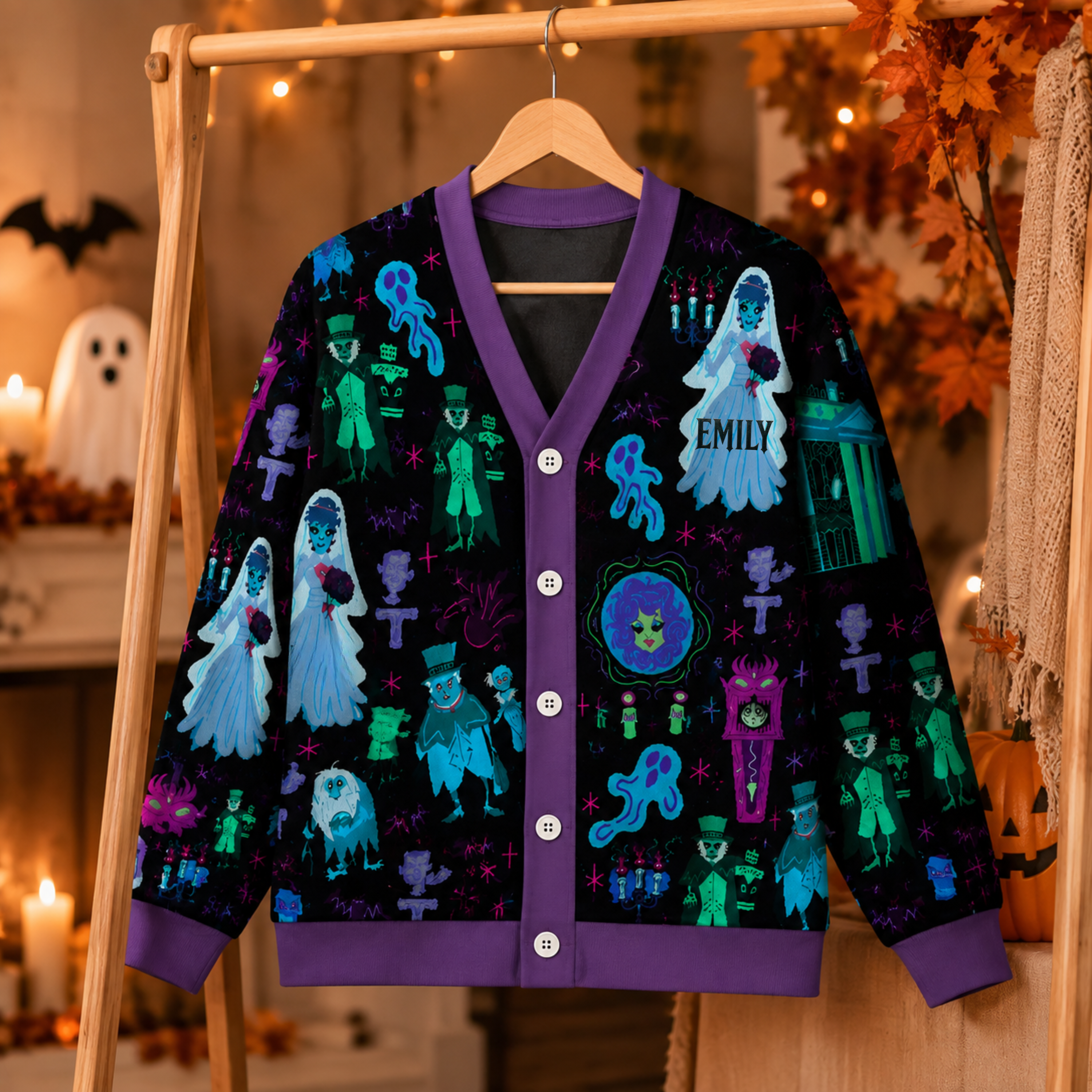 Personalized Spooky Halloween Cardigan Custom Design for Her Cardigan GradoCreations