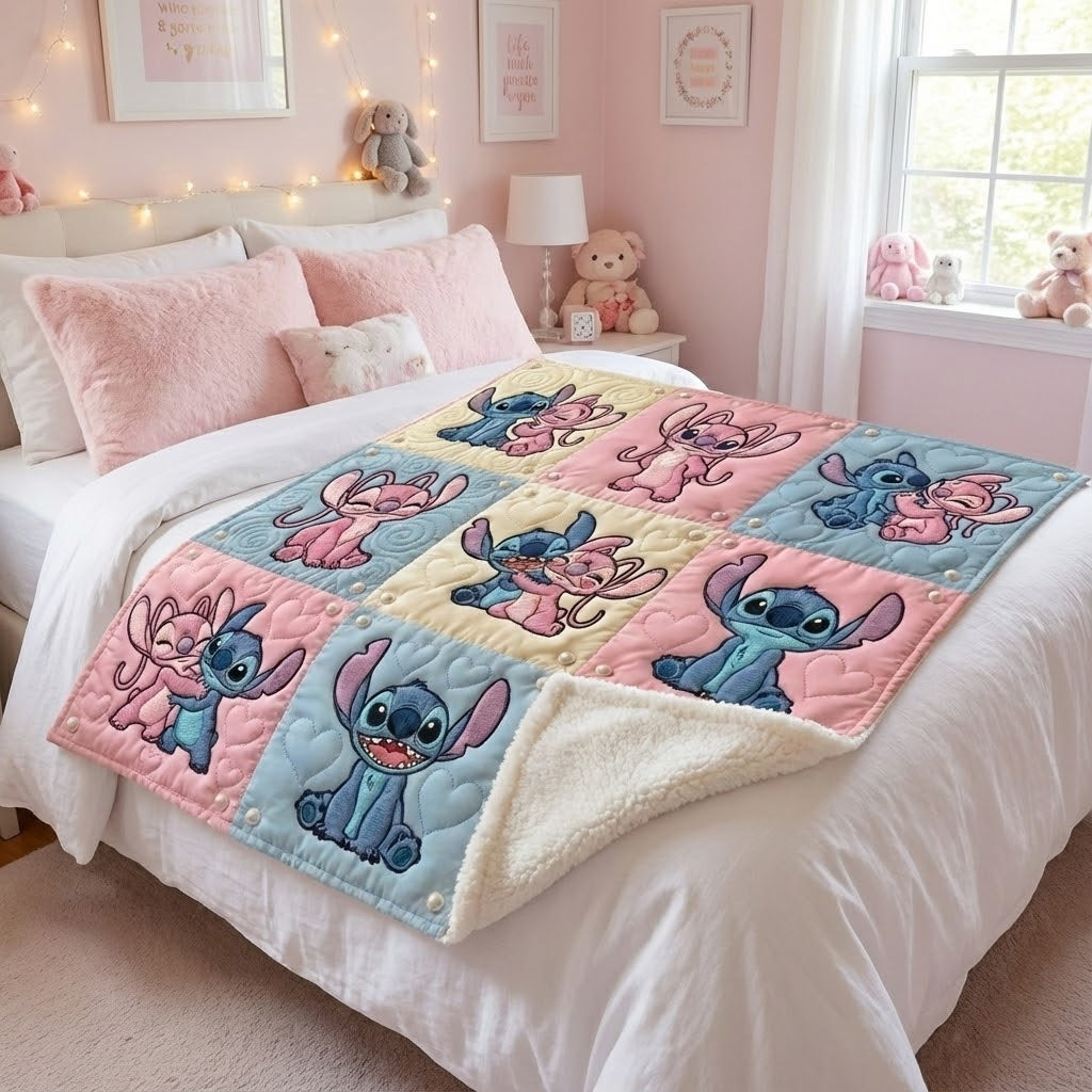 Personalized Stitch Quilt Blanket Custom Name Gift for Daughter