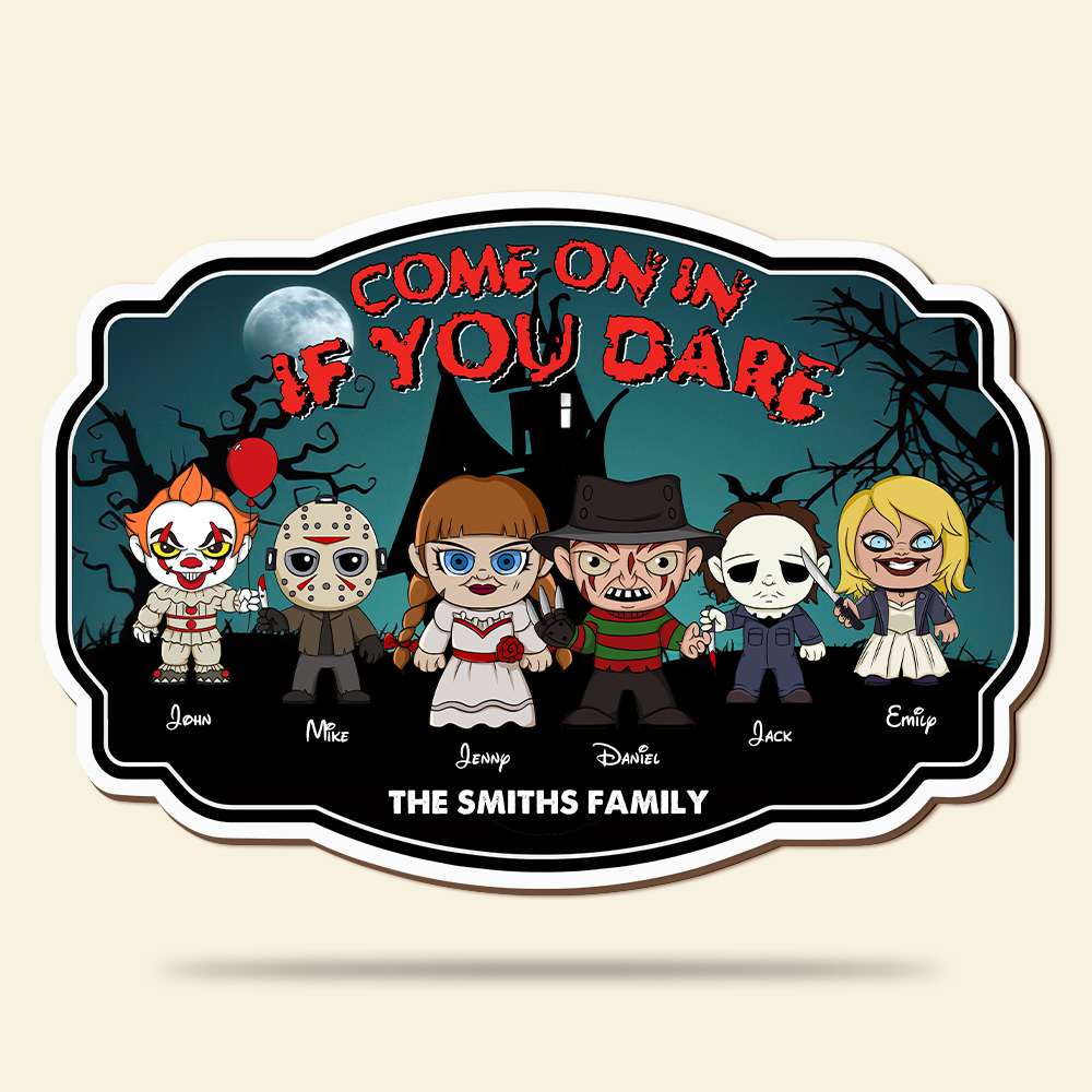 Personalized Horror Movie Family Wood Sign Custom Name Halloween Decor