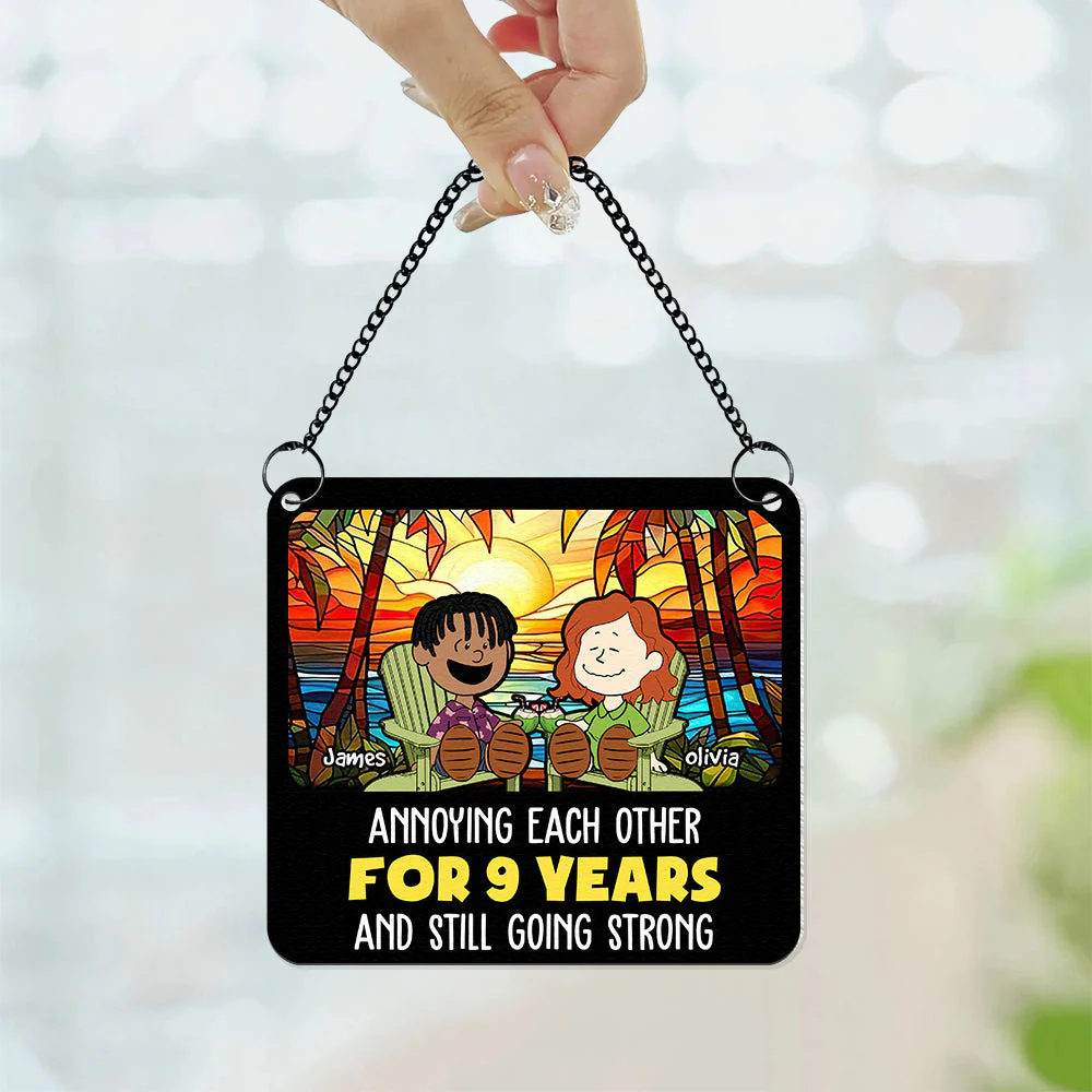 Personalized Window Hanging Suncatcher Ornament for Couples Anniversary Gift