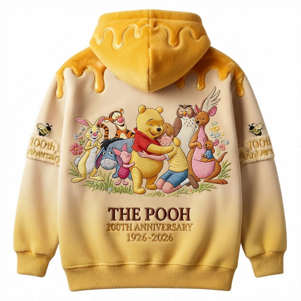 Personalized Pooh Bear 100th Anniversary AOP Shirt Gift for Movie Fans