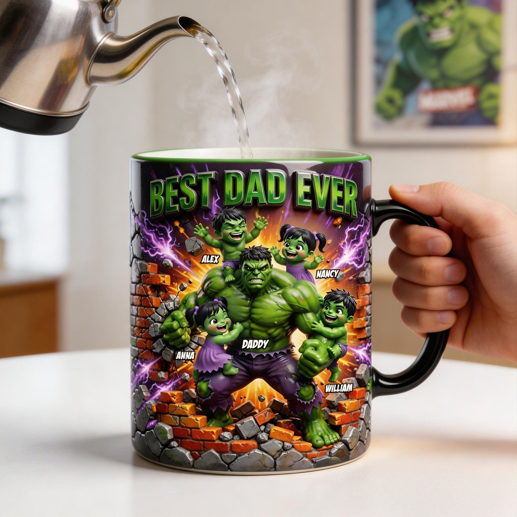 Personalized Hulk Dad Mug Color Changing Gift for Dad