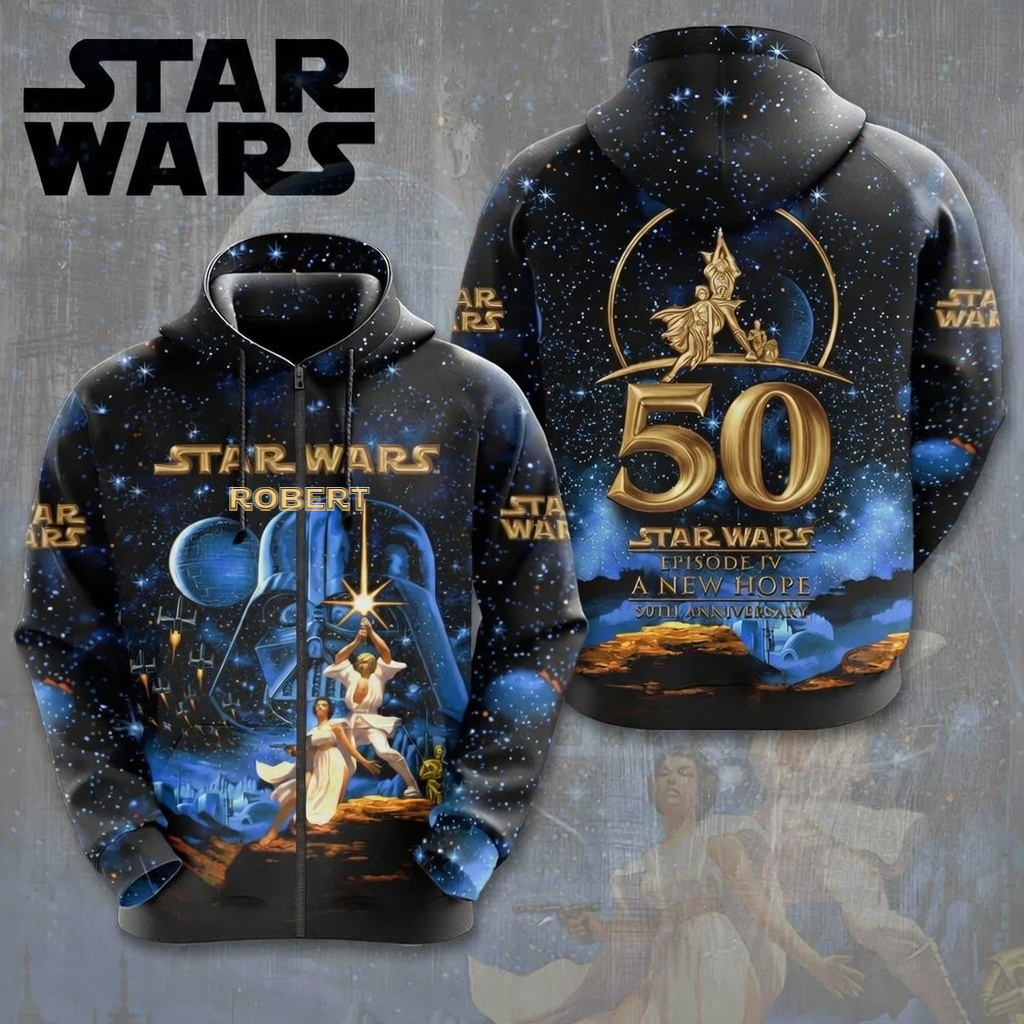 Personalized Star Wars 50th Anniversary AOP Shirt Gift for Movie Fans