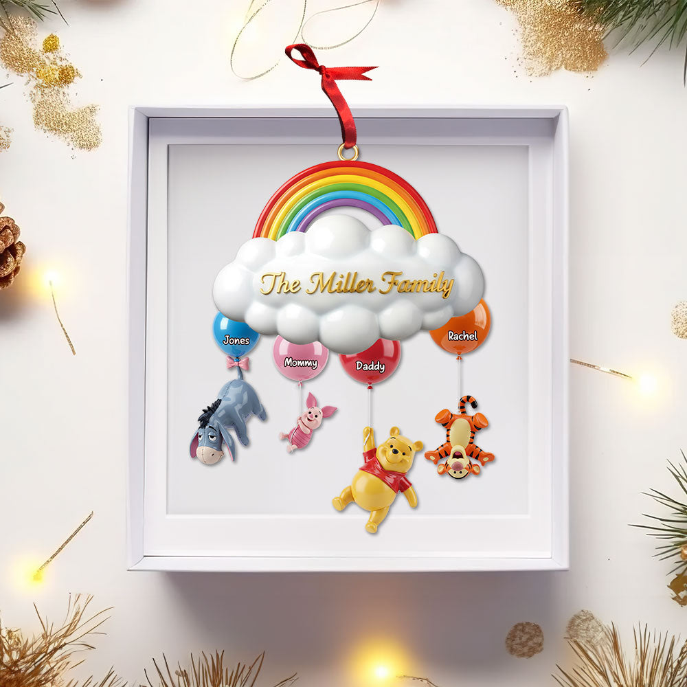 Personalized Family Acrylic Ornament with Rainbow Design for Christmas Ornament GradoCreations