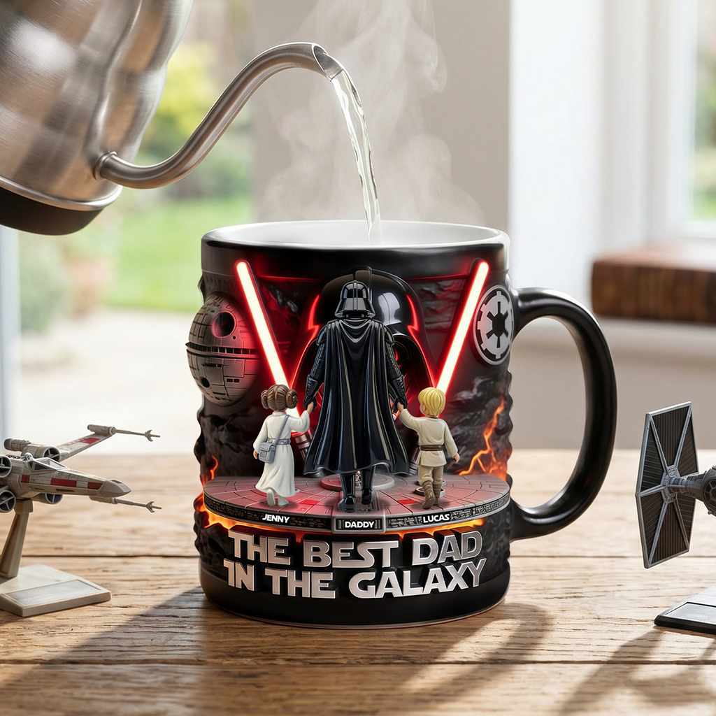 Personalized Movie-Themed Accent Mug for Dad | Best Dad in the Galaxy Gift