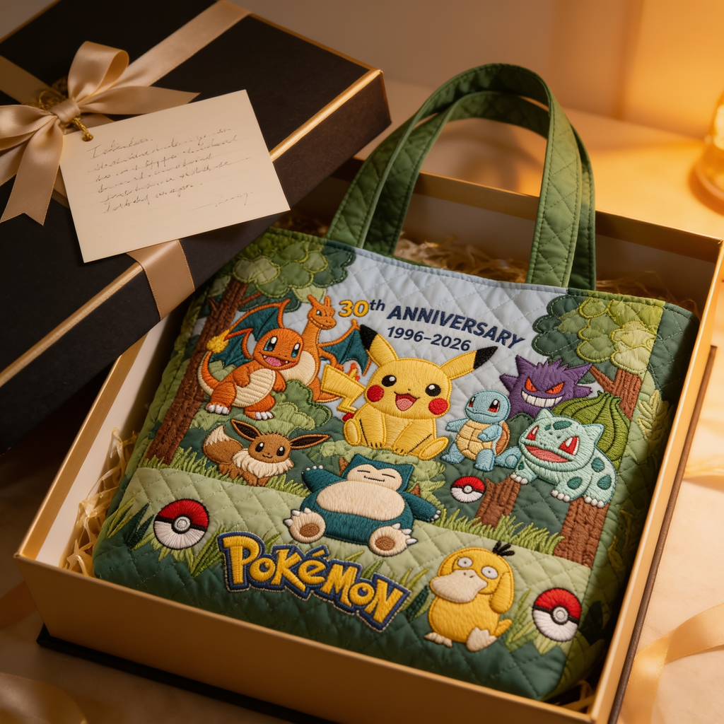 Personalized Quilted Tote Bag with Cute Monsterz Design - 30th Anniversary Gift for Movie Fans