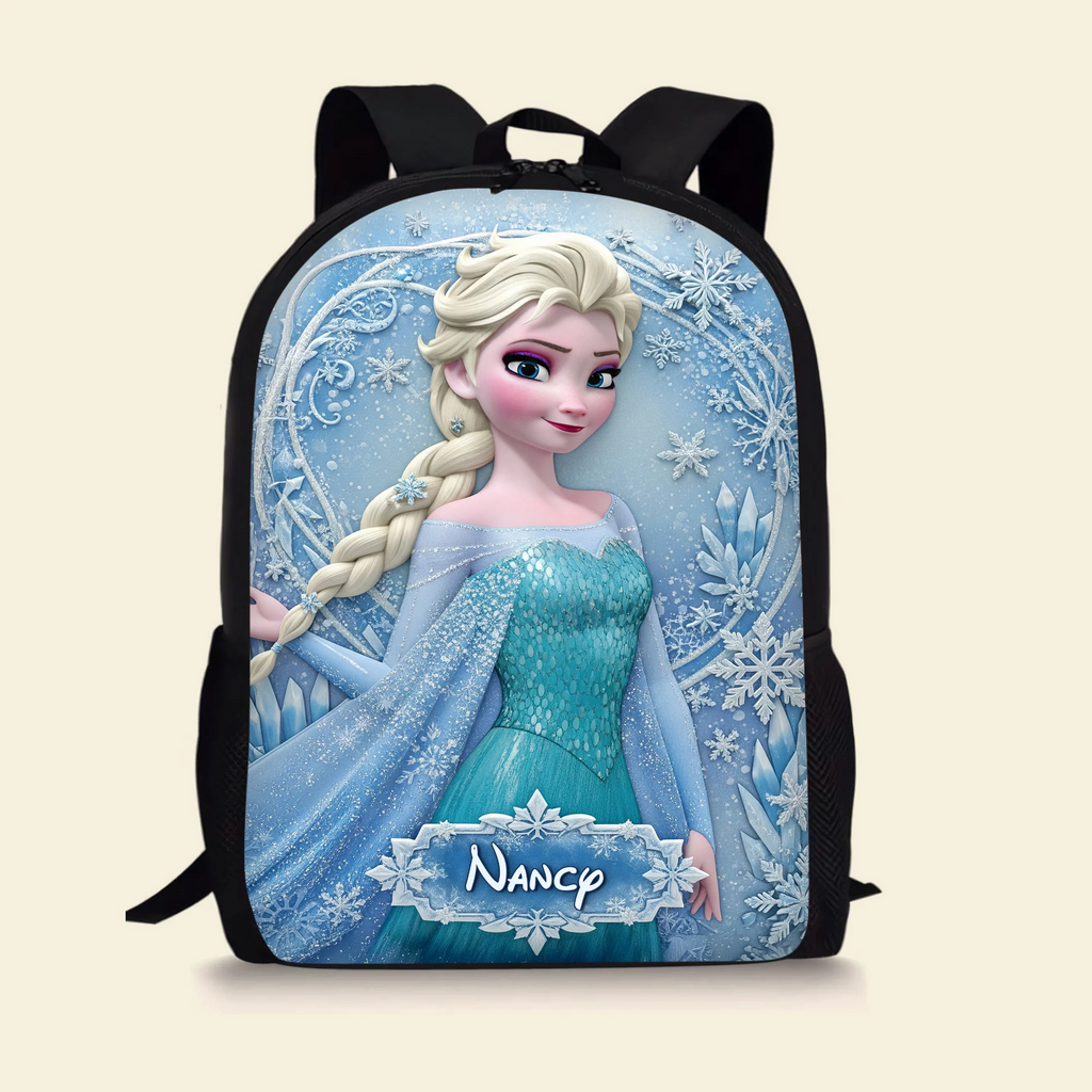 Personalized Cartoon Princess School Backpack Set with Lunch Bag, Pencil Case & Bottle for Kids