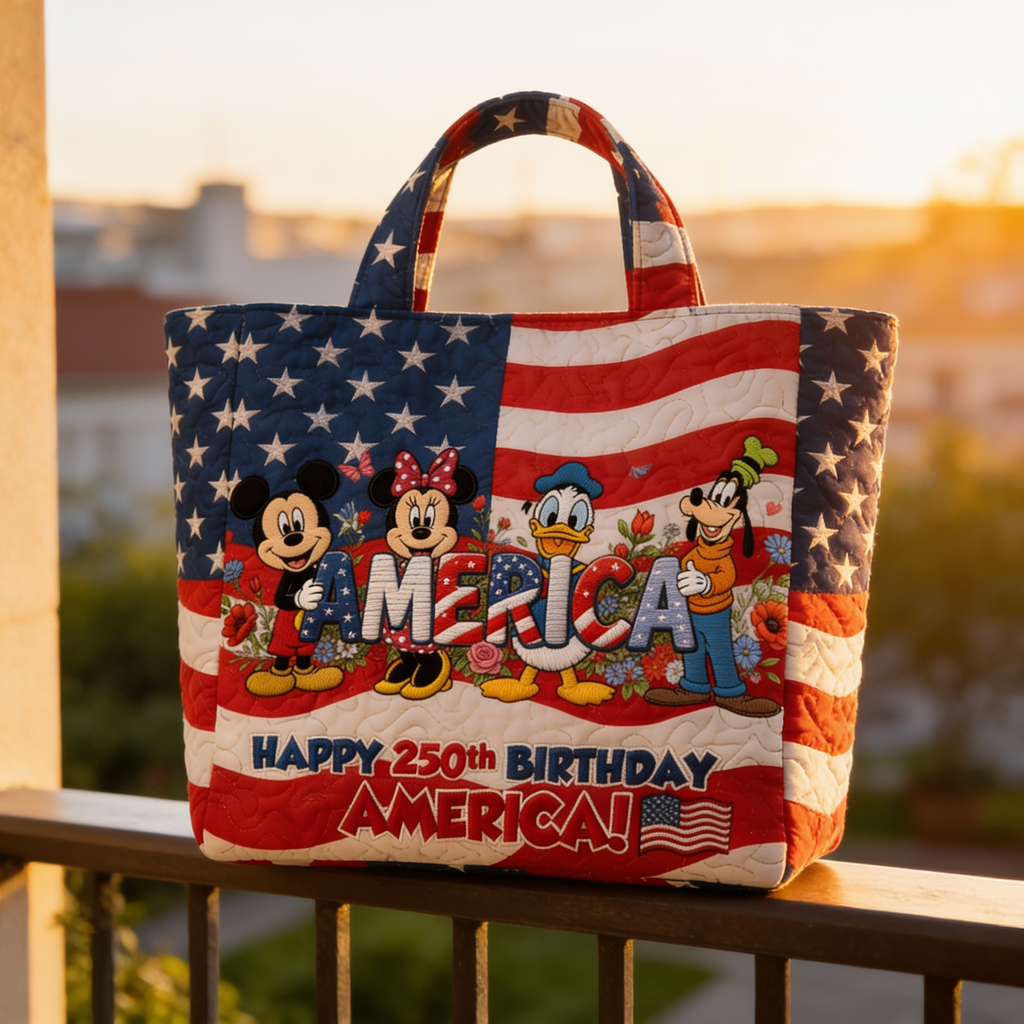 Personalized Quilted Tote Bag for Independence Day Gift - Magical Mouse Design
