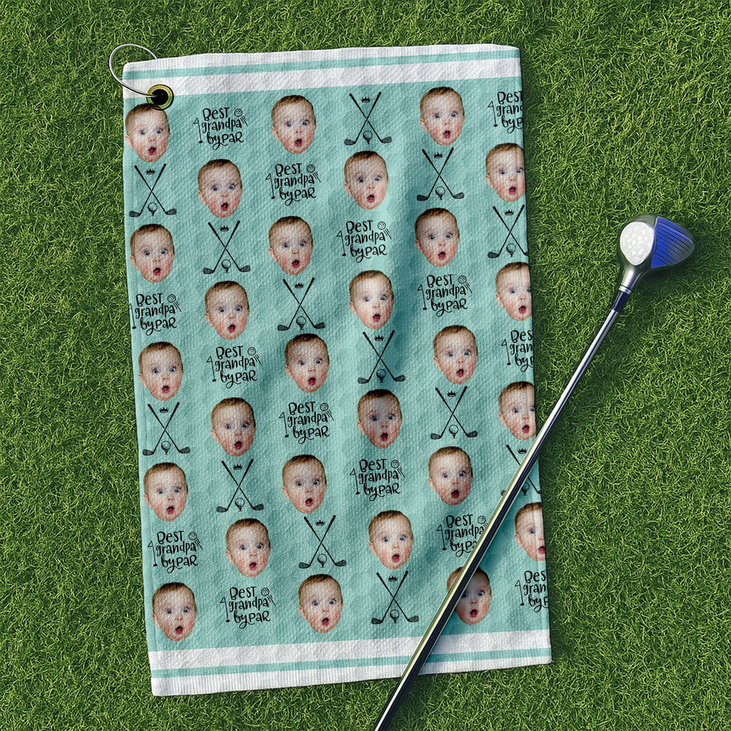 Personalized Funny Golf Towel Custom Photo Gift for Grandpa