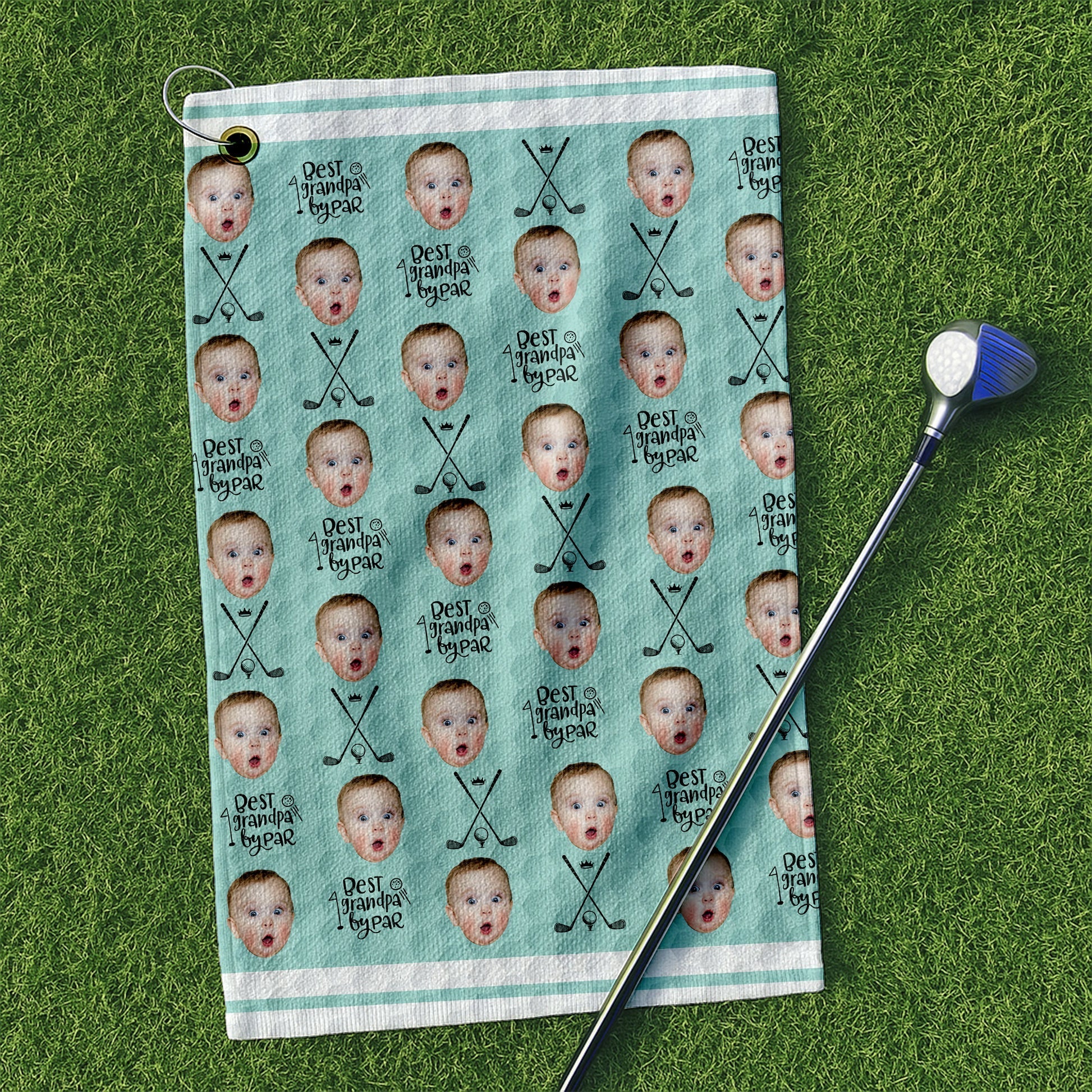 Personalized Funny Golf Towel Custom Photo Gift for Grandpa