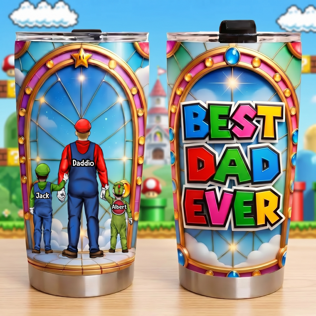 Personalized Best Dad Ever Tumbler Custom Family Gift for Dad