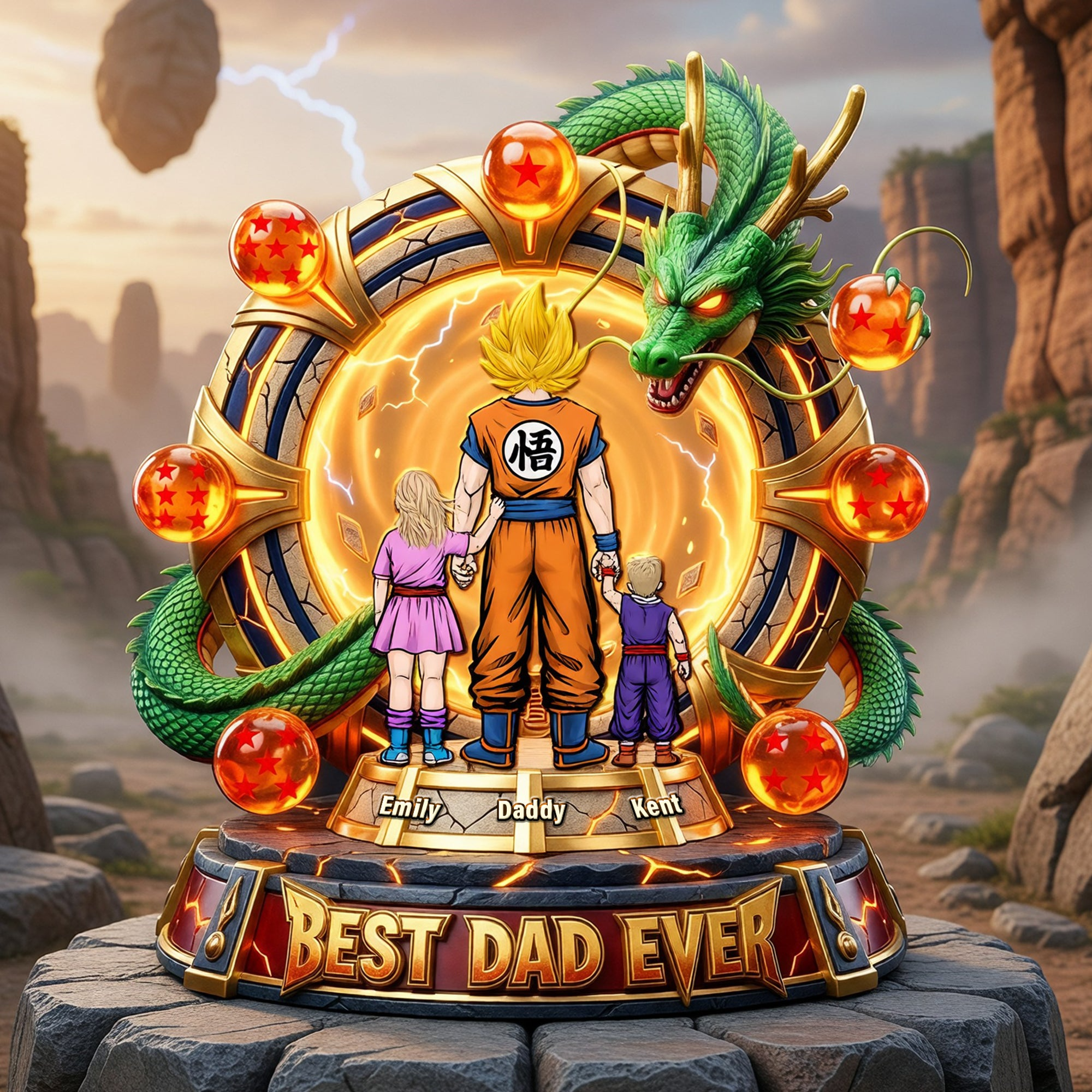 Personalized Dragon Dad Acrylic Plaque Unique Gift for Father