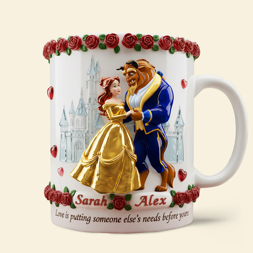 Personalized Movie Couple Mug with Names & Roses - Gift for Anniversary