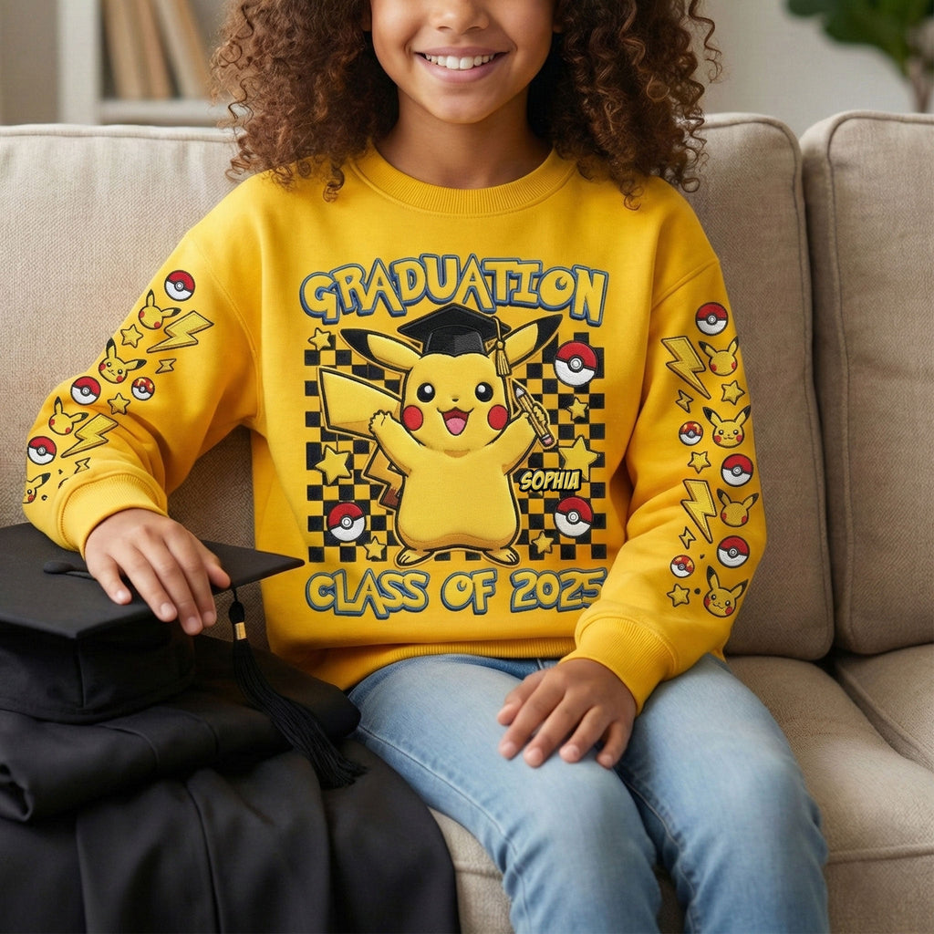 Personalized Pikachu Graduation Sweatshirt Class of 2025 Gift