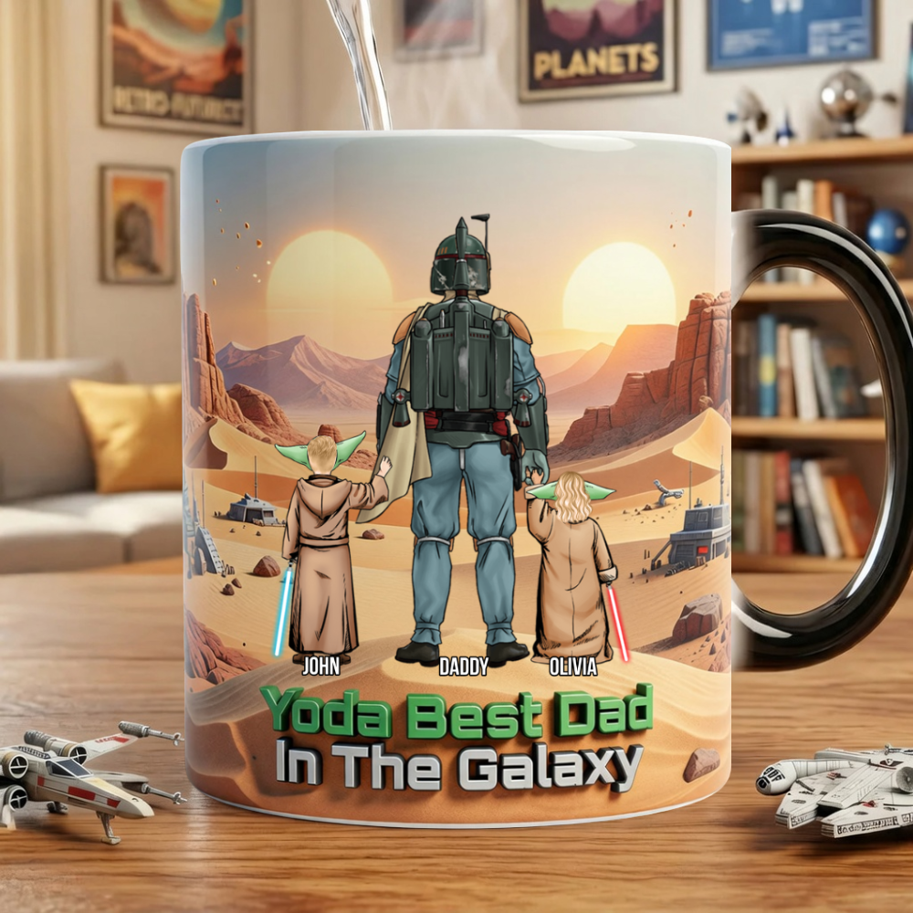 Personalized Yoda Best Dad In The Galaxy Accent Mug Gift