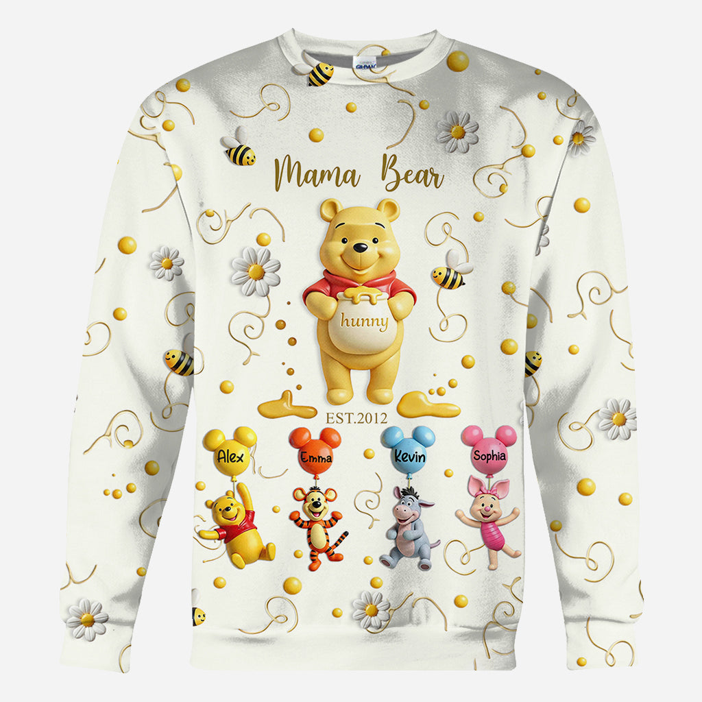 Personalized Mama Bear All Over Shirt Custom Family Gift for Mom