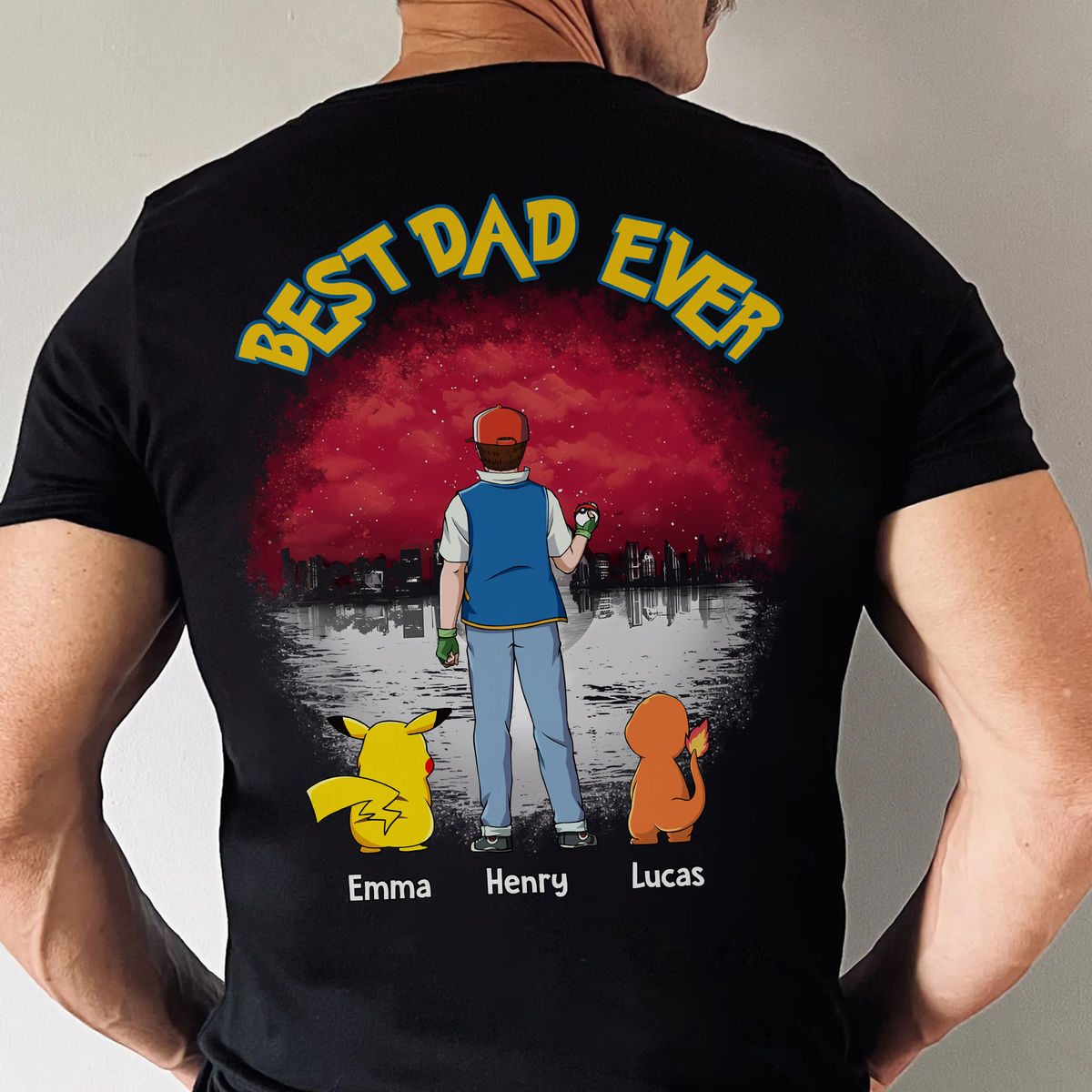 Personalized Best PokéDad Ever Shirt Custom Names Gift for Dad