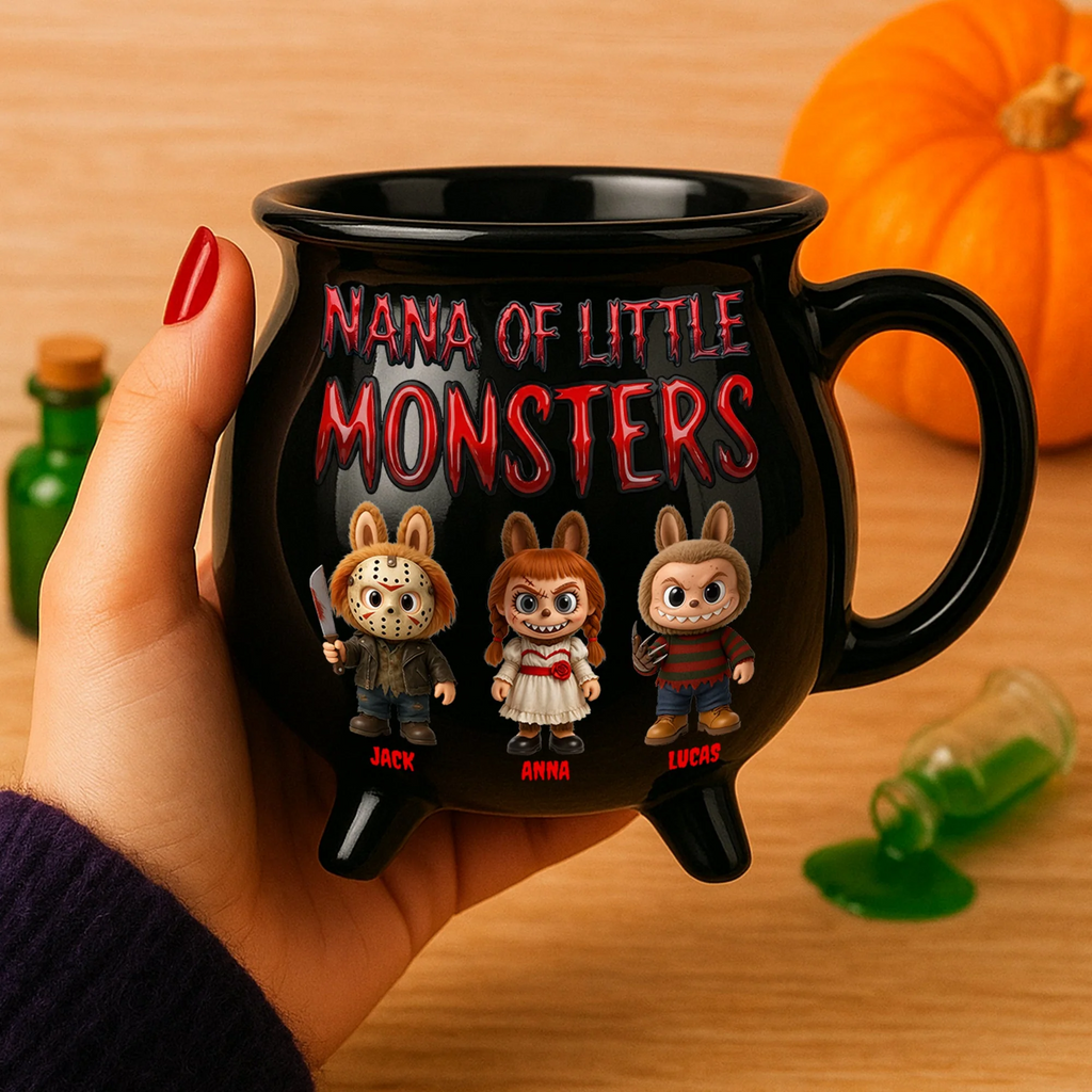 Personalized Halloween Cauldron Mug Gift for Mom - Unique Ceramic Drinkware Cauldron Coffee Mug GradoCreations