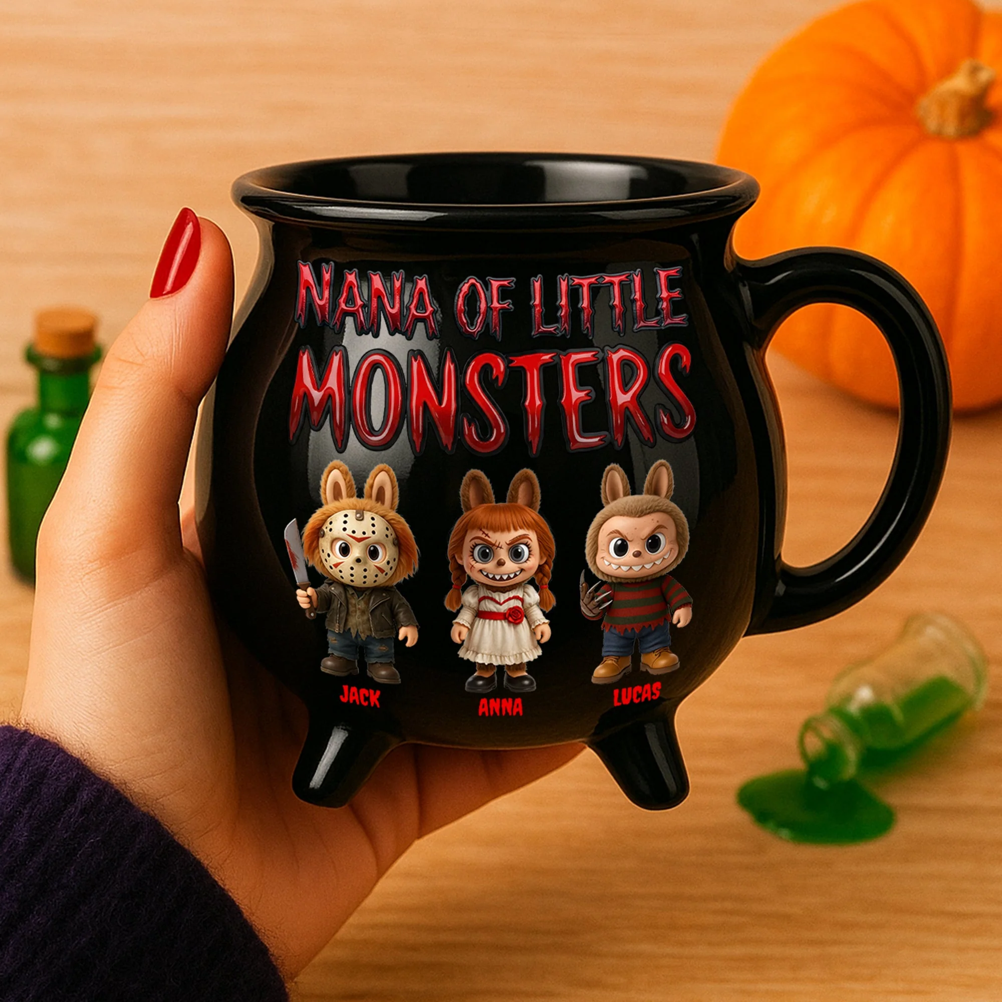 Personalized Halloween Cauldron Mug Gift for Mom - Unique Ceramic Drinkware Cauldron Coffee Mug GradoCreations