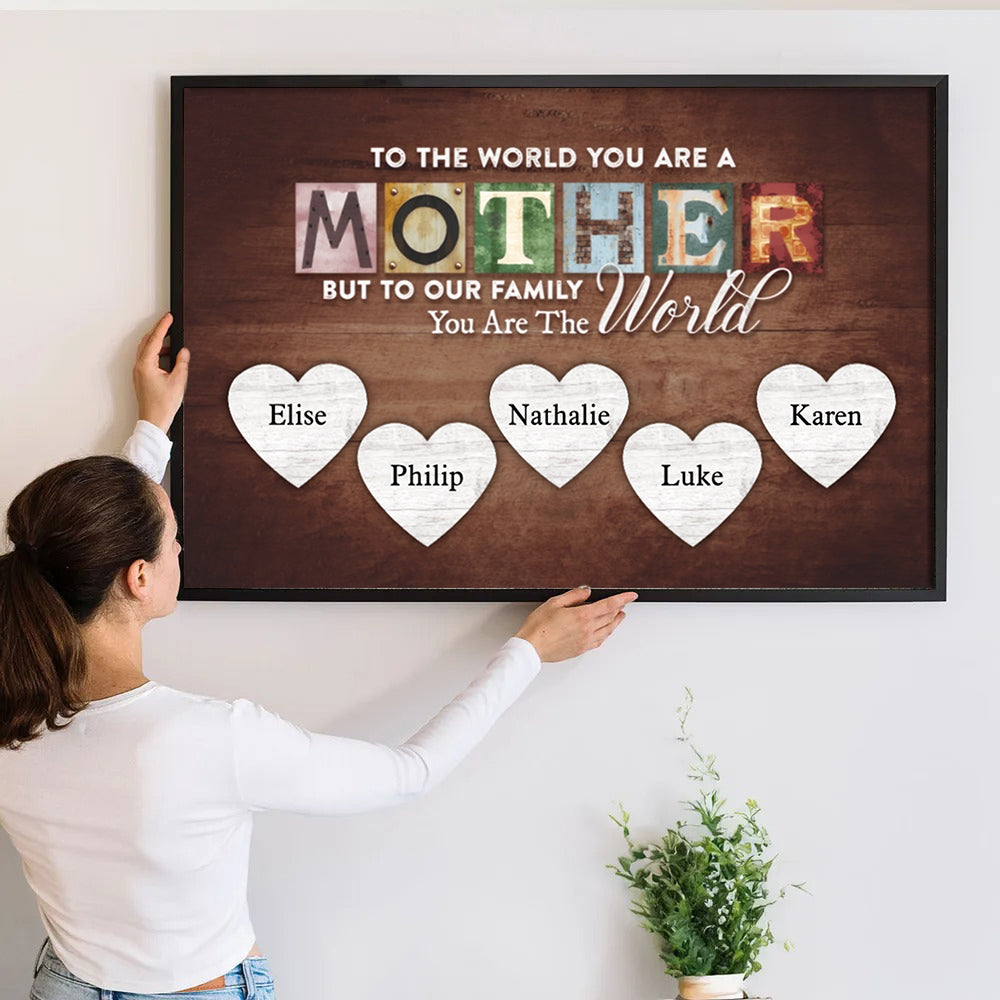 Personalized Mother Canvas Art Custom Name Gift for Mom, Grandma