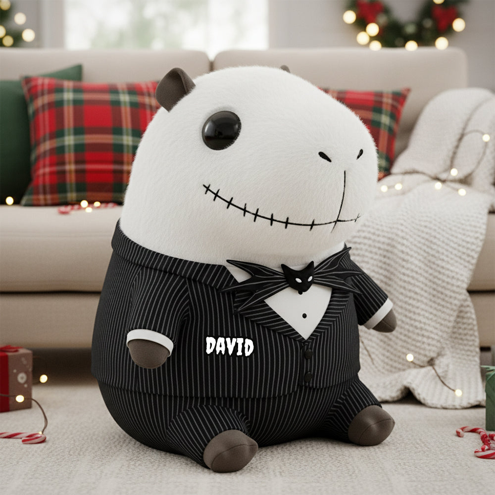 Personalized Spooky Capybara Couple Pillow Gift for Christmas