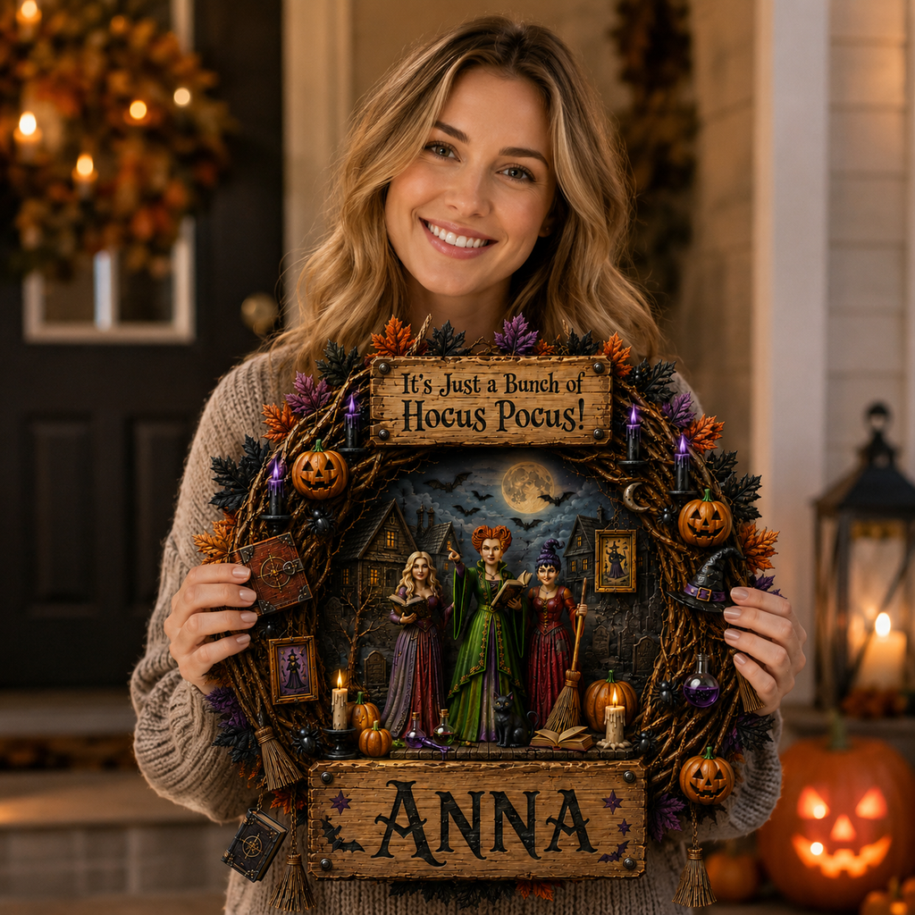 Personalized Halloween Wood Sign for Witch Lovers - Custom Home Decor Gift Wood Sign GradoCreations
