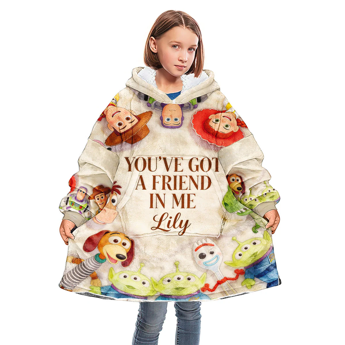 Personalized Blanket Hoodie Featuring Toy Story Characters Gift for Kids