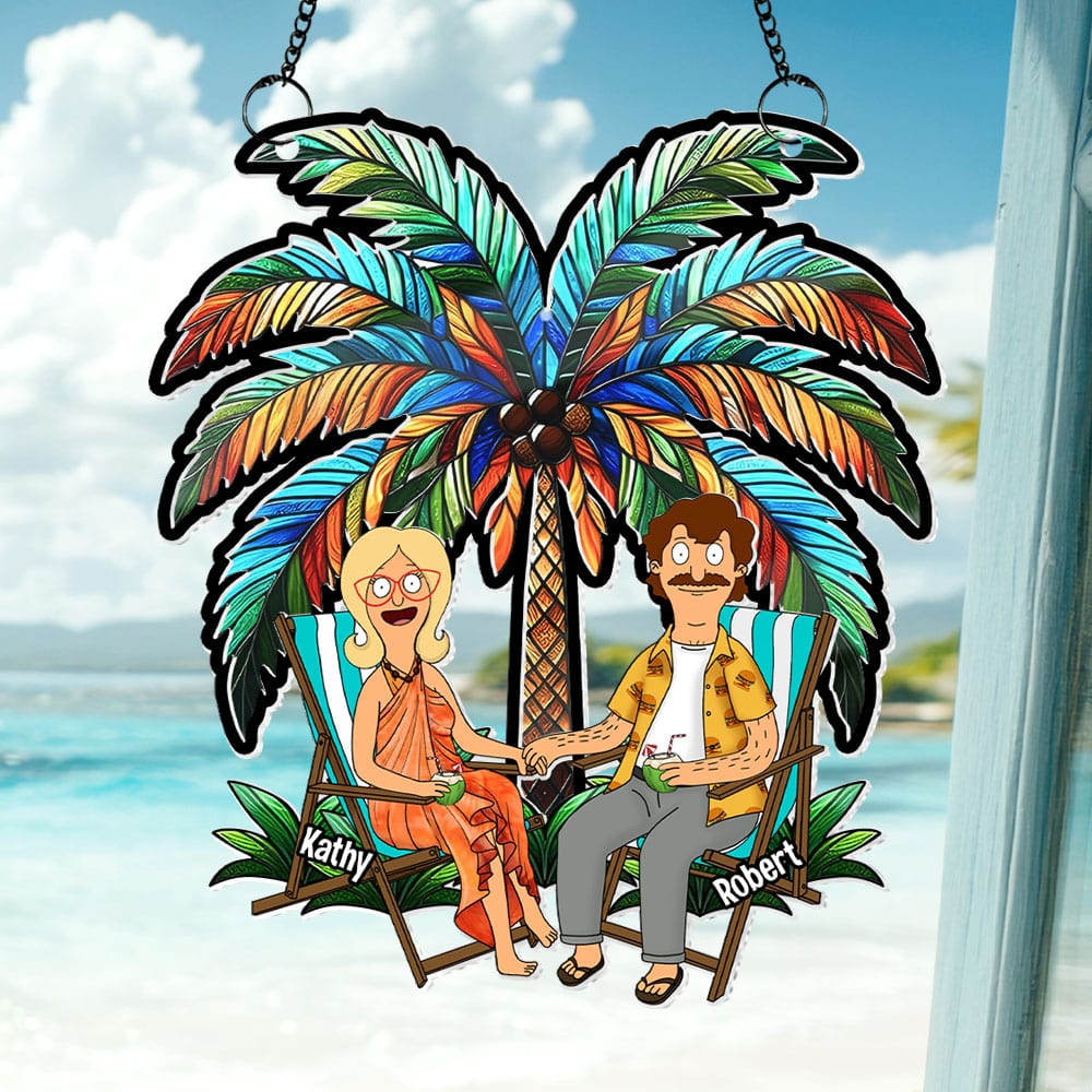 Personalized Burger Couple Suncatcher Ornament Gift for Him & Her
