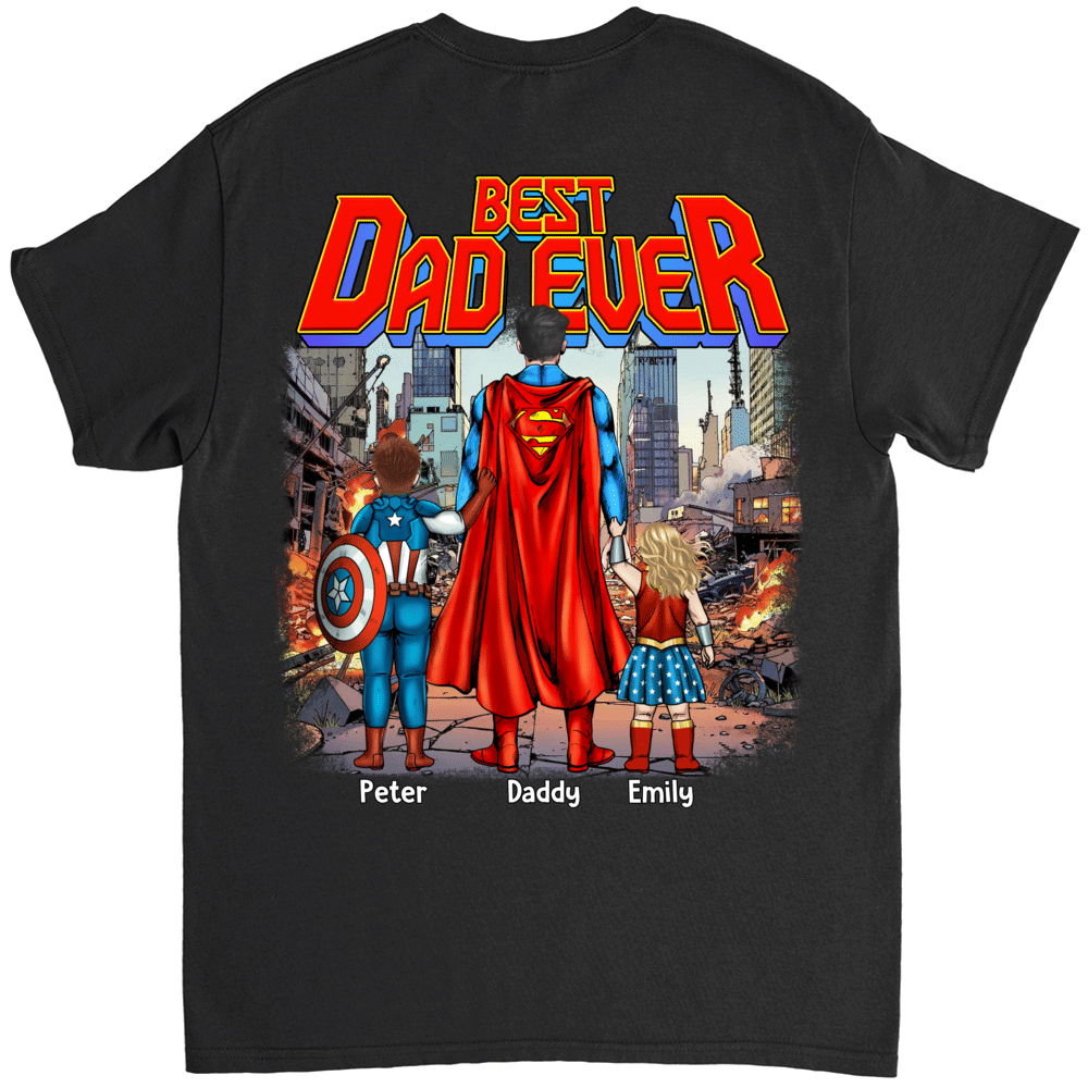 Personalized Best Dad Ever Superhero Shirt Gift for Dad