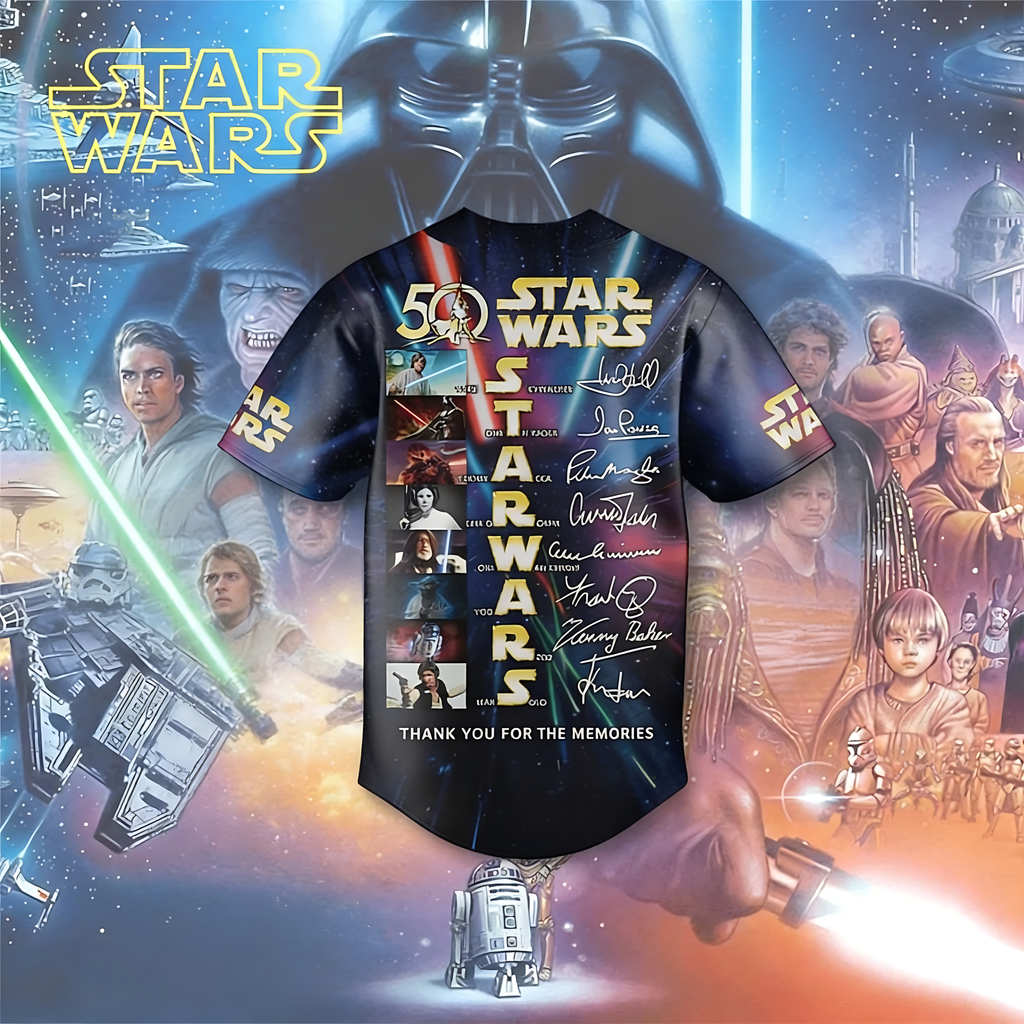 Personalized Star Wars 50th Anniversary Baseball Jersey Gift for Movie Fans