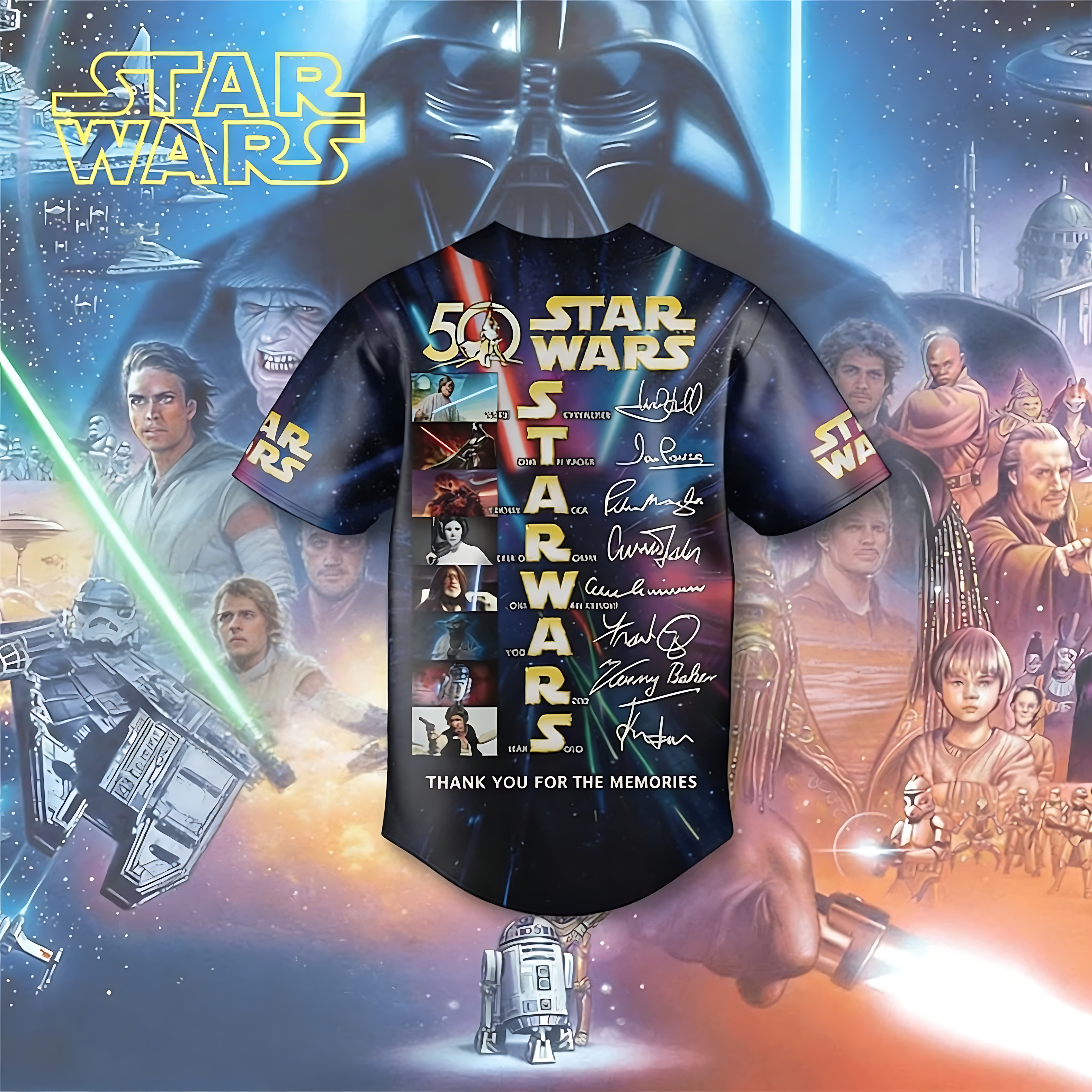 Personalized Star Wars 50th Anniversary Baseball Jersey Gift for Movie Fans
