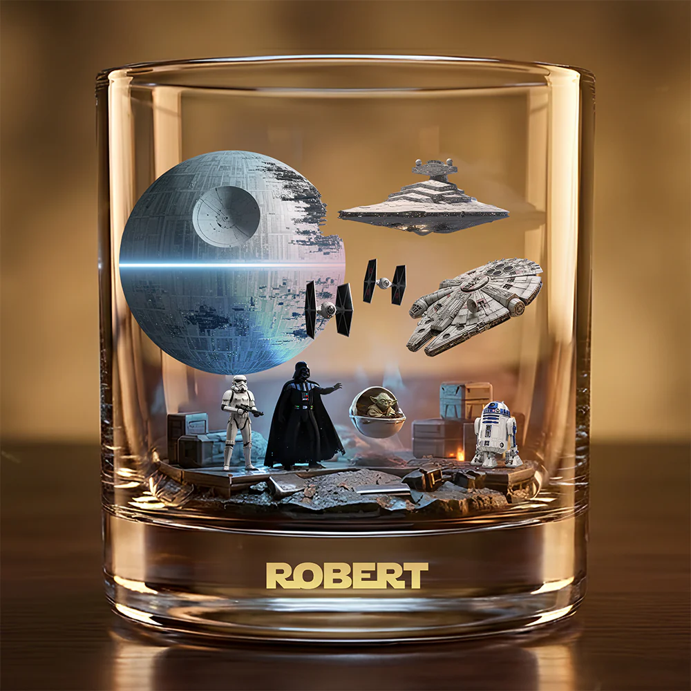 Personalized Star Wars Whiskey Glass Custom Name Gift for Him