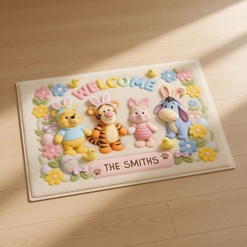 Personalized Easter Door Mat Family Welcome Gift for Home Decor