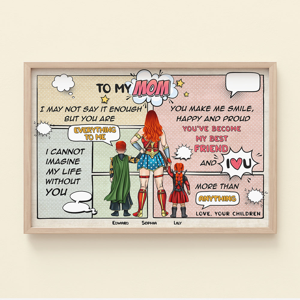 Personalized Super Hero Mom Canvas Poster Gift for Mother's Day